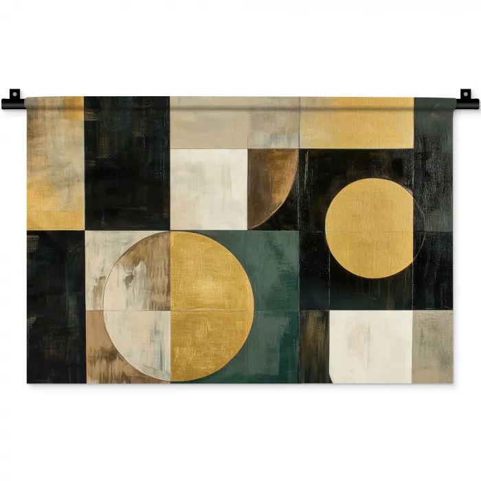 Abstract - Goud - Brons - Vormen - Geometrisch Wandkleed katoen klein -zz3d