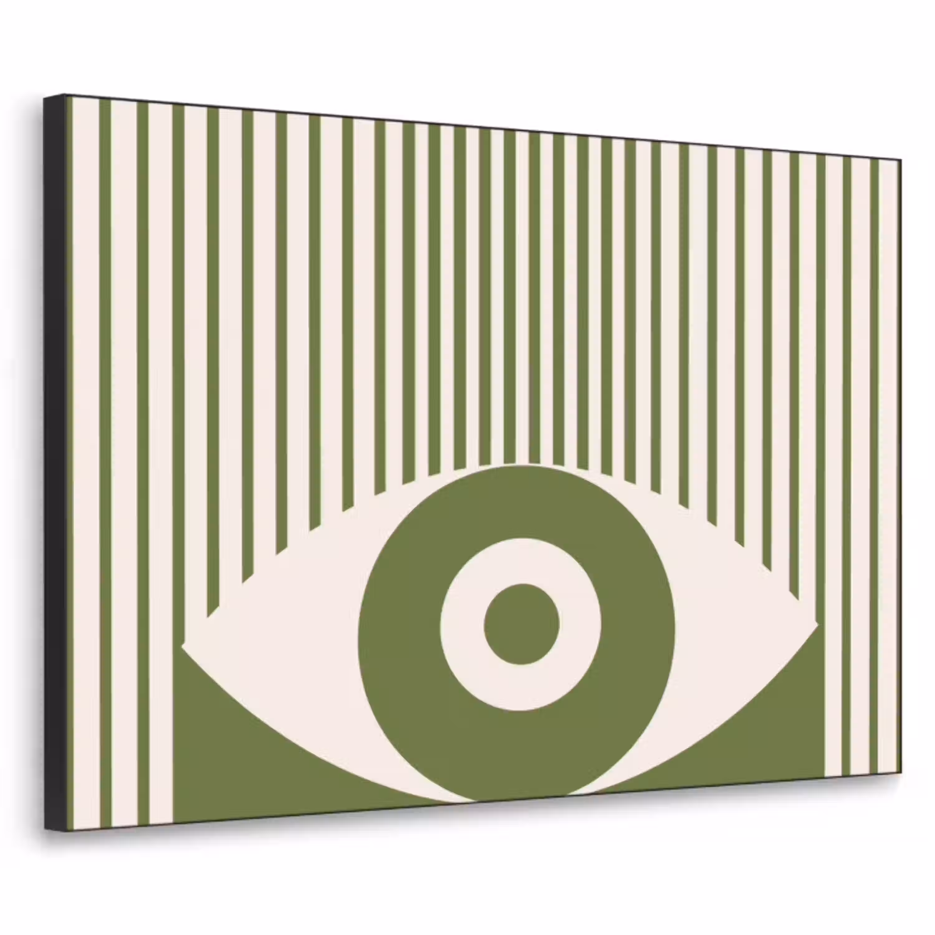 Abstract - Oog - Strepen - Modern - Groen Textielframe zwart klein -3d