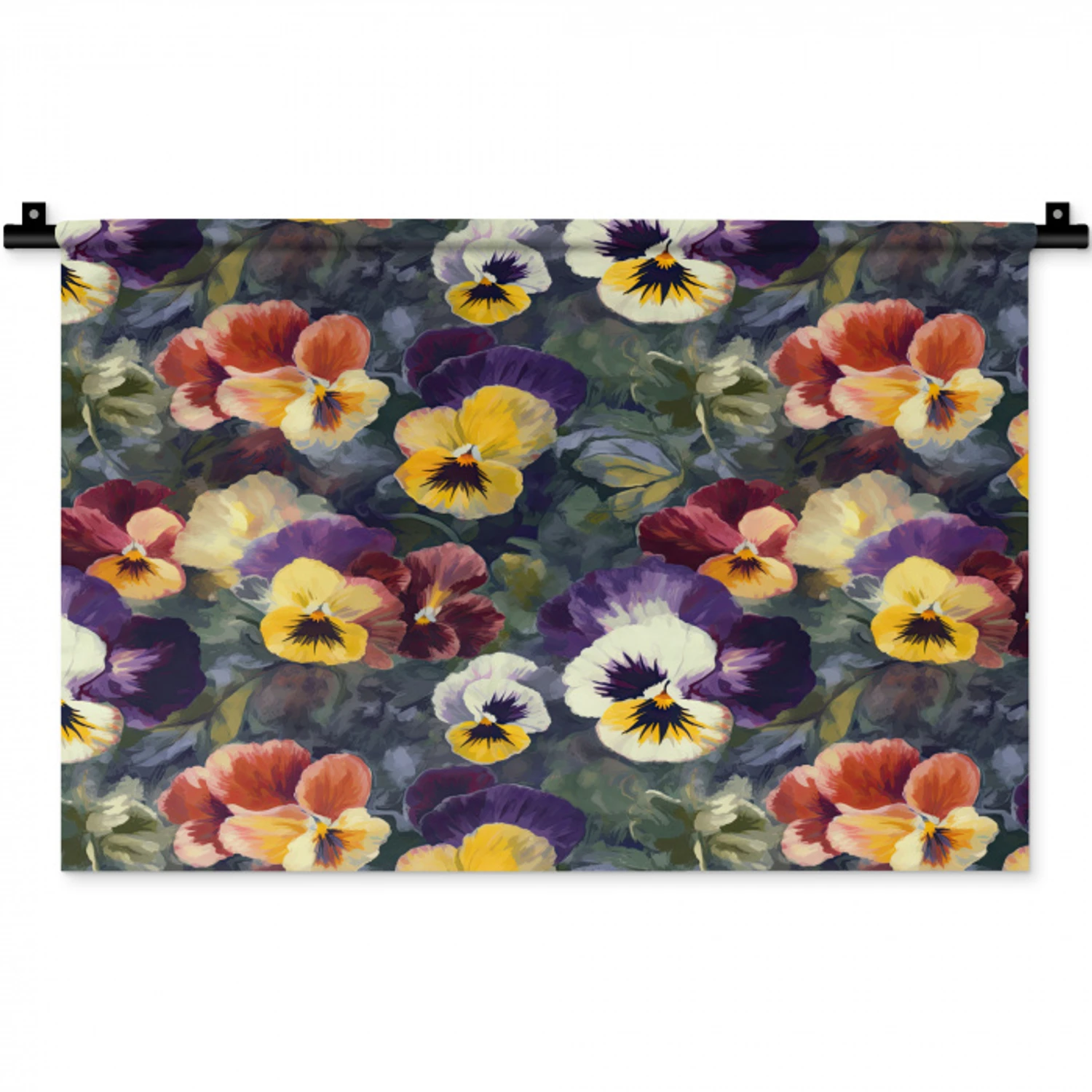 Viooltjes - Paars - Geel - Groen Wandkleed katoen klein 269 -zz3d