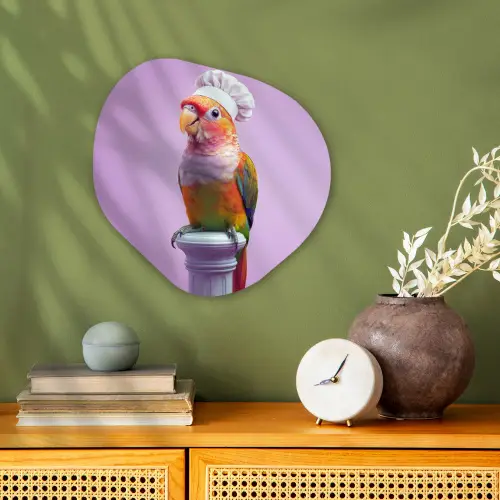 Papegaai - Koksmuts - Pilaar - Vogel Wandcirkel Organisch Forex 3mm klein -sfeer2