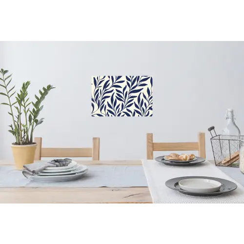 Bladeren - Klimop - Donkerblauw Muursticker klein -eettafel