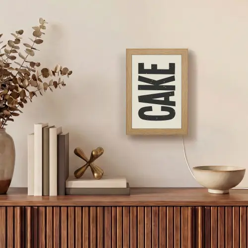 Beige - Japandi - Cake - Decoratie Light Box met kabel (Wandlamp) klein -sfeer2