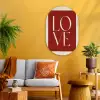 Love - Rood - Minimalistisch Wandcirkel Ovaal Glas middel -sfeer4