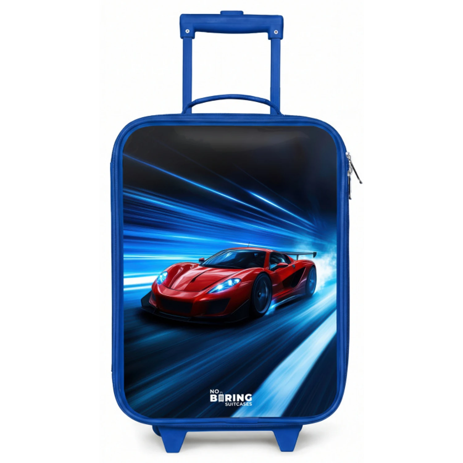 Rode racewagen in digitale snelheidswereld Kinderkoffer - Blauw klein -zz3dotto