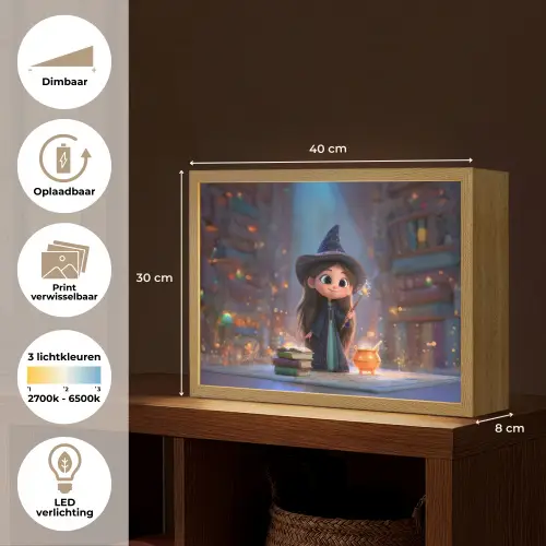 Tovenares - Magie - Toverstaf - Sterren Light Box met batterij (Wandlamp kind) middel -USP_websiteoverzichtNL