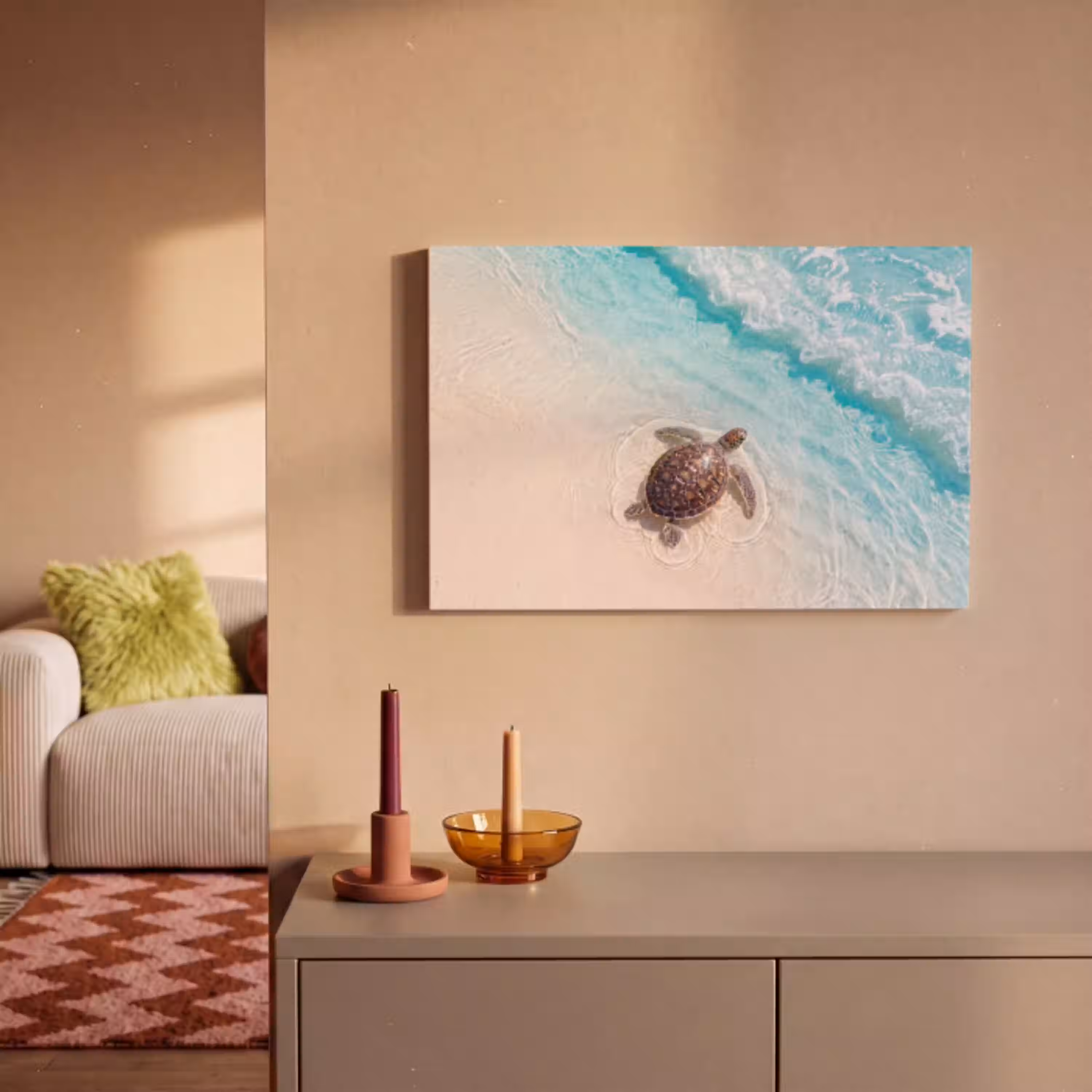 Schildpad - Helder water - Strand - Dieren - Natuur canvas 2cm klein -sfeer1