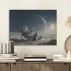 Maan - Kat - Astronaut - Ruimte PET vilt klein -sfeer1