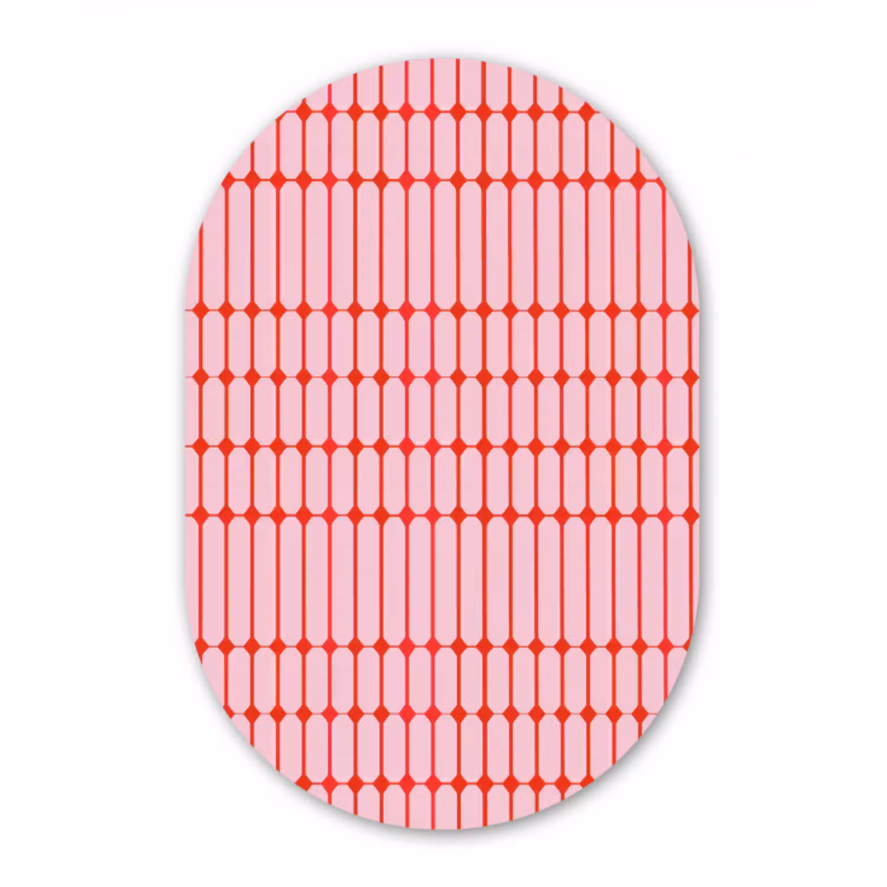 Geometrisch - Minimalistisch - Rood - Roze Wandcirkel Ovaal Aluminium middel 839 -3d