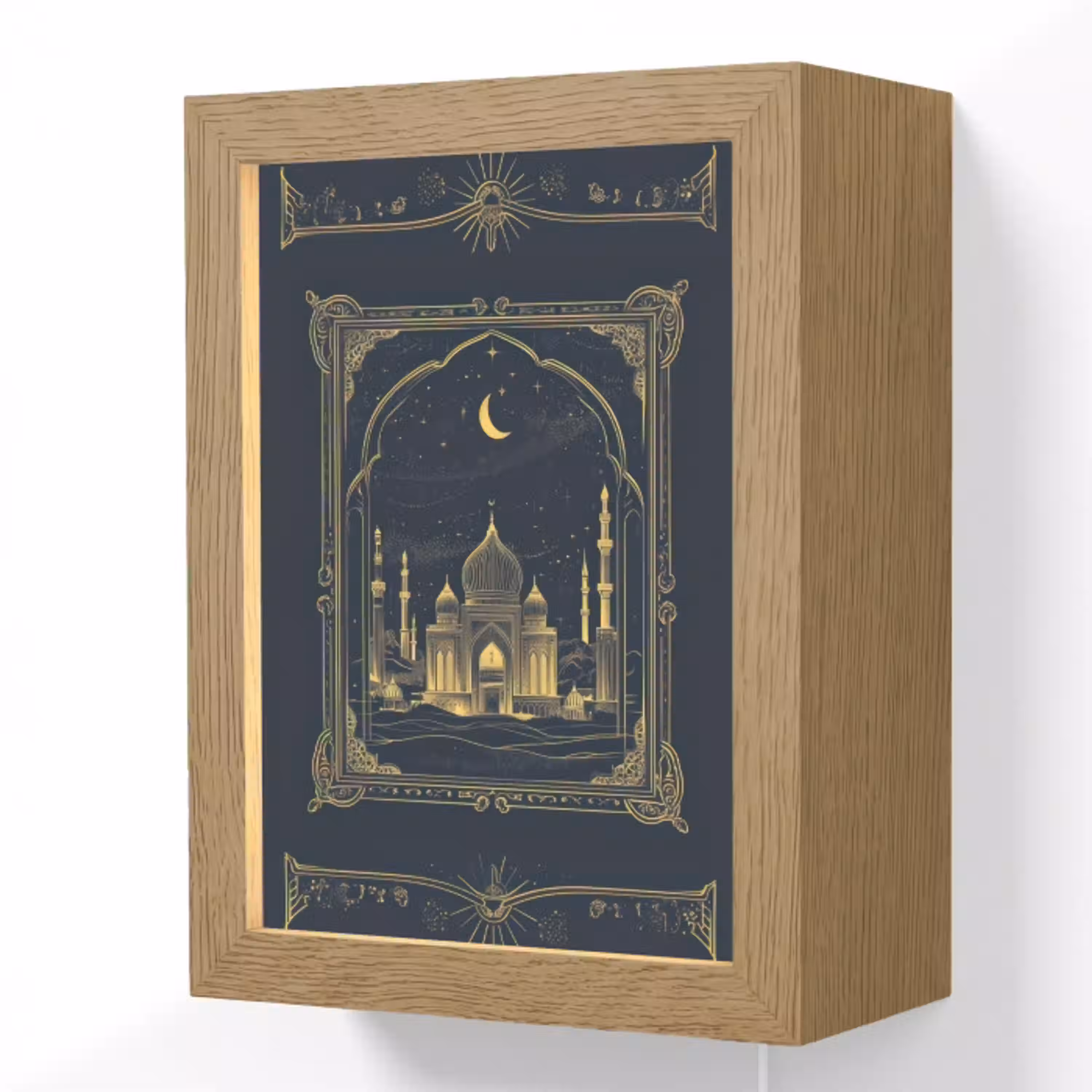 Moskee - Islam - Goud - Ramadan - Islamitische Light Box met kabel (Wandlamp) klein -3d