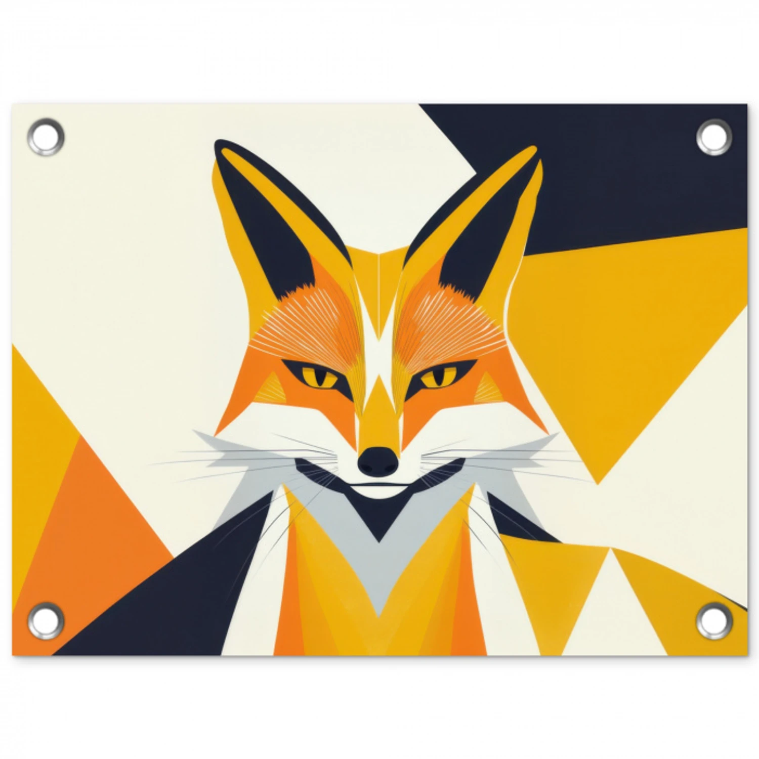 Vos - Oranje - Abstract - Driehoeken tuinposter los doek klein -3d