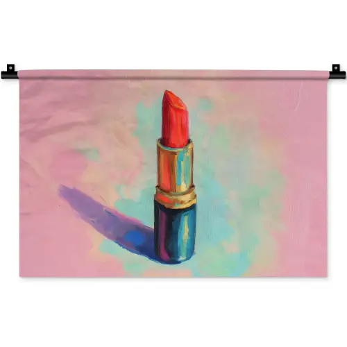 Lippenstift - Rood - Penseelstreken Wandkleed katoen klein -zz3d