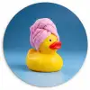 Badeend - Handdoek - Blauw Wandcirkel kunststof plaat 5mm dik klein -3d