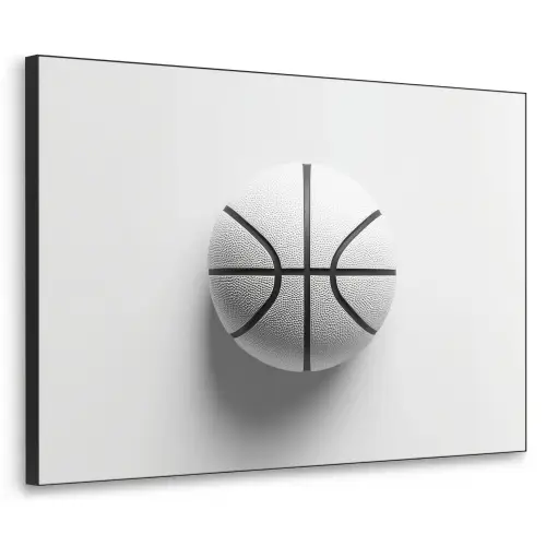 Basketbal - Wit - Schaduw - Lijnen Textielframe zwart klein -3d