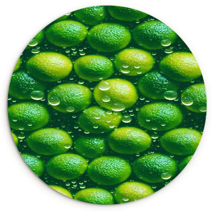 Limoenen - Druppels - Groen Wandcirkel kunststof plaat 5mm dik klein 188 -3d
