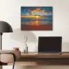 Zee - Zonsondergang - Strand - Wolken - Oranje PET vilt klein -sfeer5