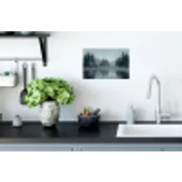 Bos - Meer - Mist - Natuur - Grijs Muursticker klein -keuken