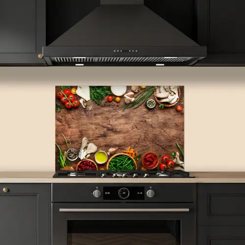 Kruiden - Groente - Rustiek keuken achterwand spatscherm klein -sfeer1