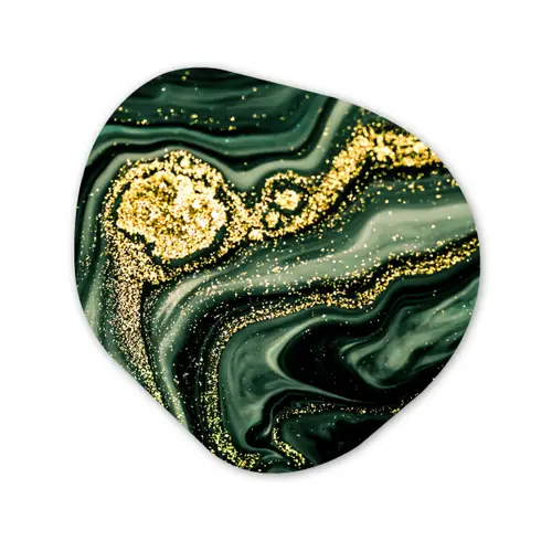 Marmer - Goud - Glitter - Groen - Marmerlook - Luxe Wandcirkel Organisch Forex 3mm klein -3d
