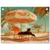 Panter - Zwart - Strand - Parasol tuinposter los doek klein -3d