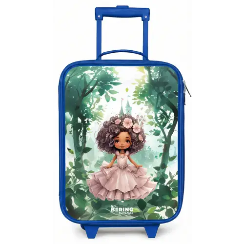 Meisje met donkere krullen in het bos Kinderkoffer - Blauw klein -zz3dotto