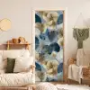Bladeren - Abstract - Goud - Blauw deurposter klein -sfeer2