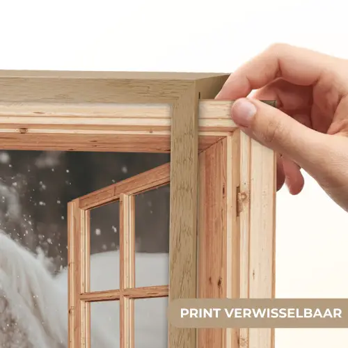 Doorkijk - Paard - Wit - Winter - Sneeuw - Dieren Light Box met batterij (Wandlamp) middel -USP_websiteprintNL