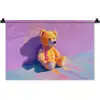 Teddybeer - Schaduw - Penseelstreken - Paars Wandkleed katoen klein -zz3d