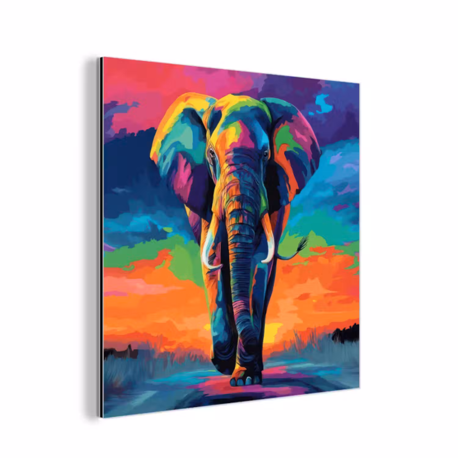 Aluminium schilderij - Olifant - Kleurrijk - Lucht - Abstract