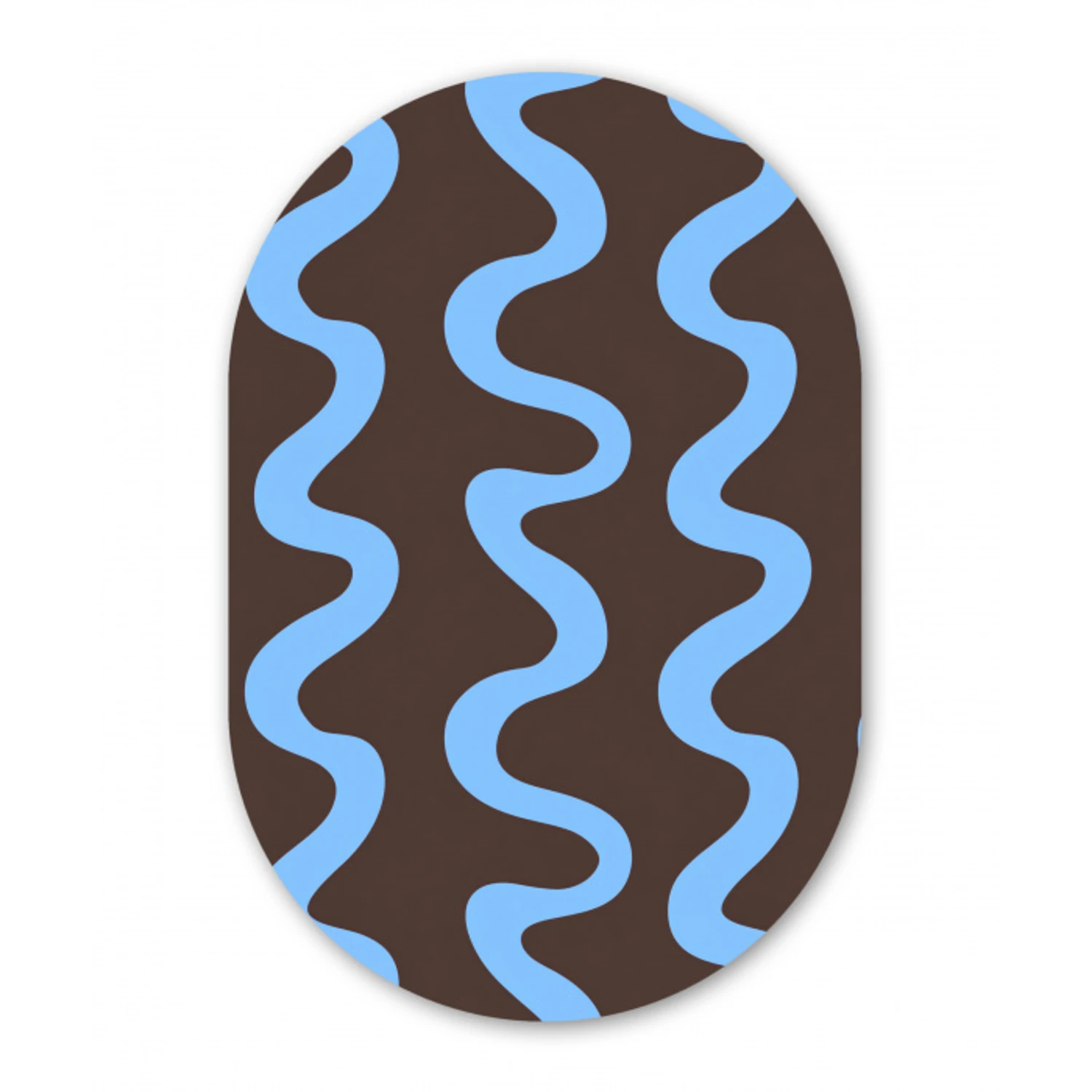 Kronkelende lijnen - Blauw - Bruin - Minimalistisch Wandcirkel Ovaal Aluminium middel 839 -3d