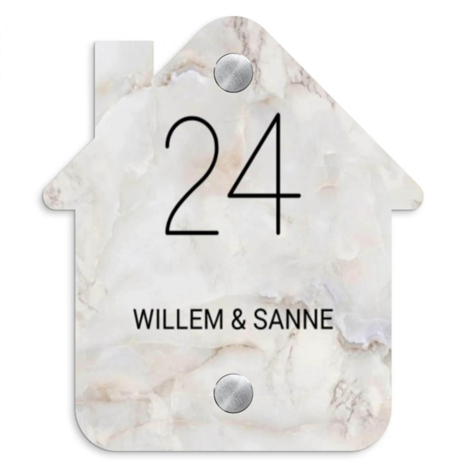 Beige marmer - Klassiek Naambord Huisje klein -3d