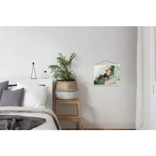 Marmer - Goud - Groen - Luxe textielposter latten blank klein -woonkamer
