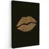 lip - Zwart - Panterprint Tuinposter op houten frame 2 cm dik middel -3d