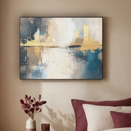 Abstract - Kunst - Goud Textielframe zwart klein -sfeer1