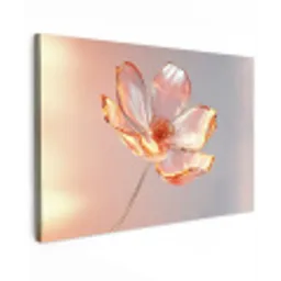 Glazen - Bloem - Roze Tuinposter op houten frame 2 cm dik klein -3d