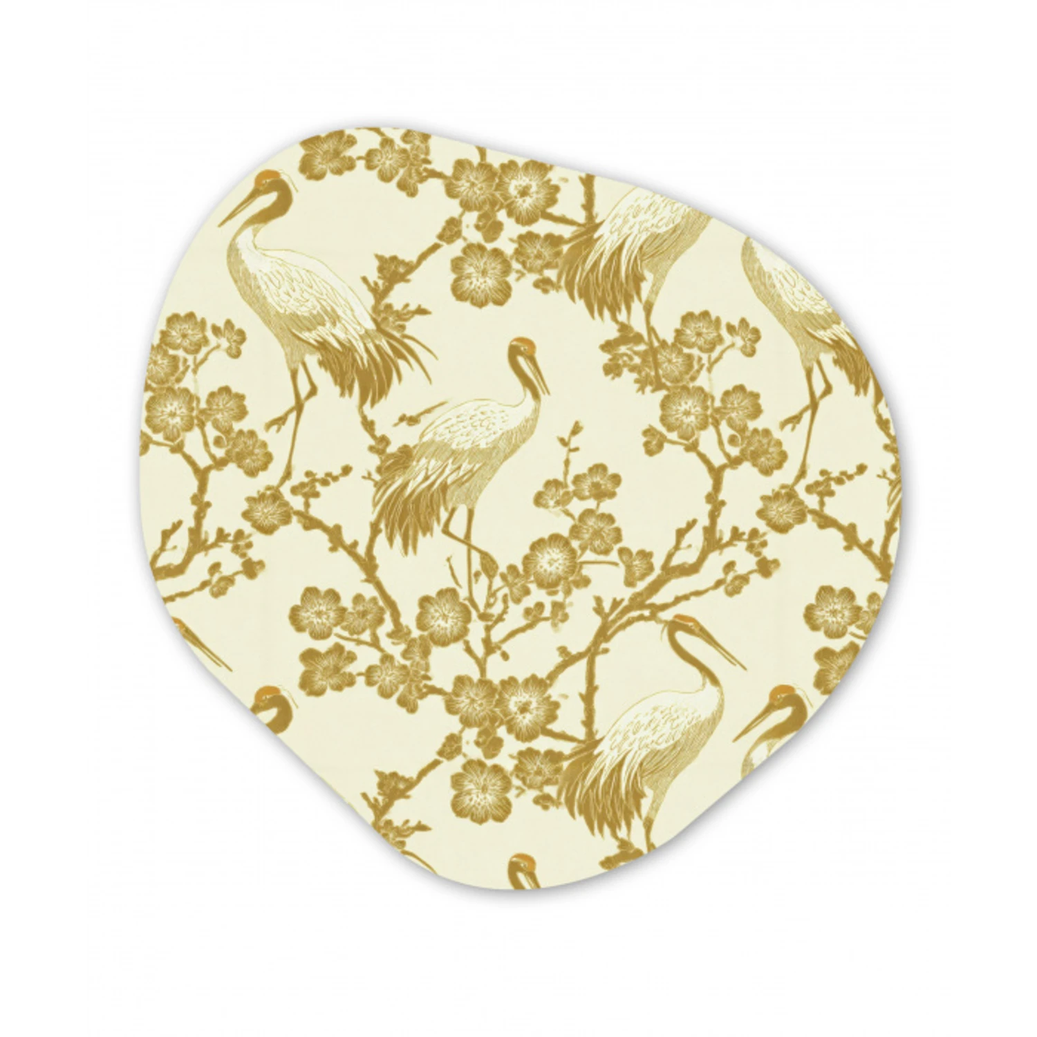Kraanvogels - Kersenbloesem - Goud Wandcirkel Organisch Forex 3mm klein 629 -3d