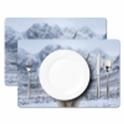 Schotse Hooglander - Sneeuw - Bergen - Winter Placemat vinyl groot -zzsfeer2_Kitchenyeah-website