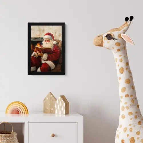 Kerst - Kerstman - Winter - Open Haard fotolijst zwart zonder passe partout klein -usfeer4_kinderkamer