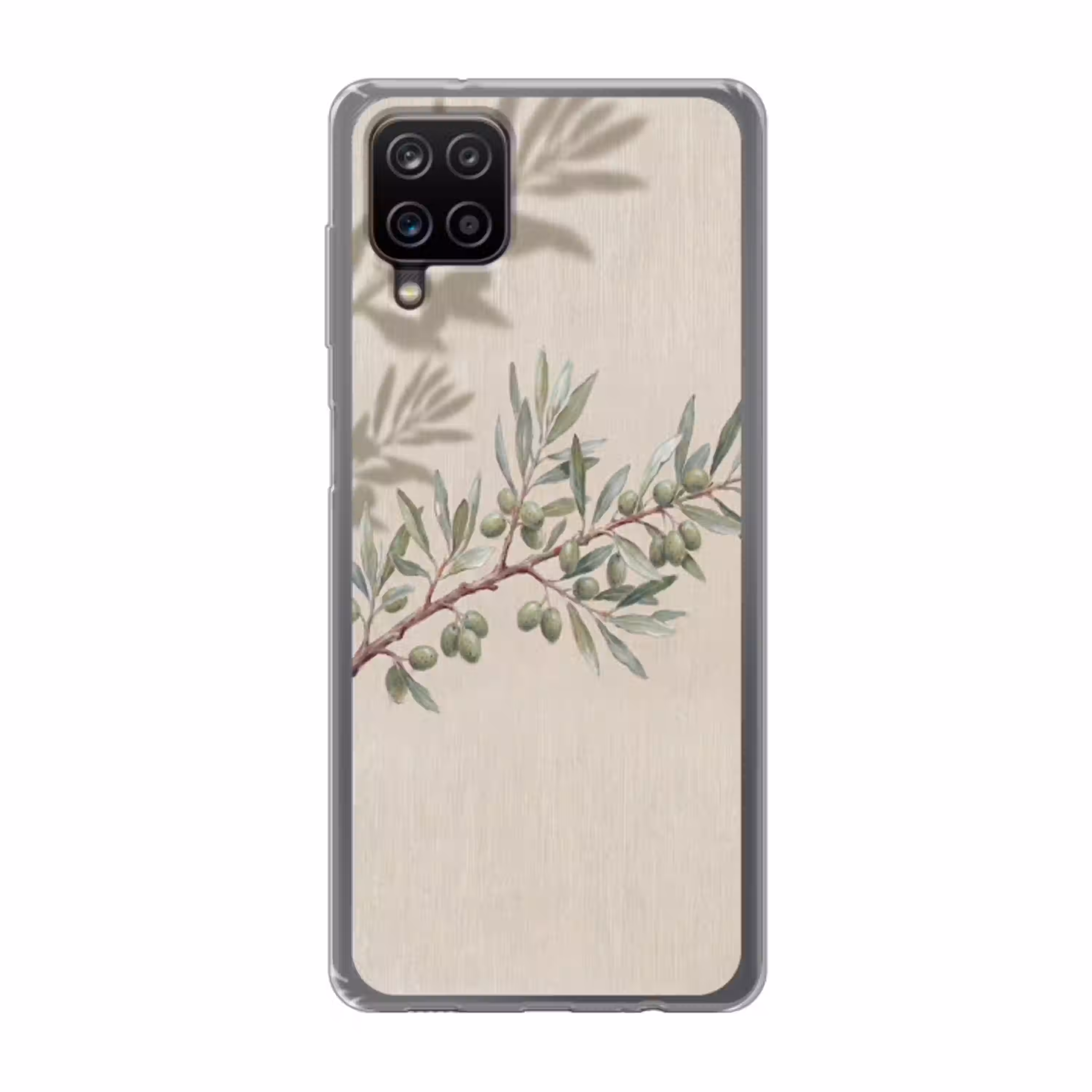 Olijftak - Bladeren - Natuur - Groen - Beige Telefoonhoesje Samsung Galaxy A12 klein -3d