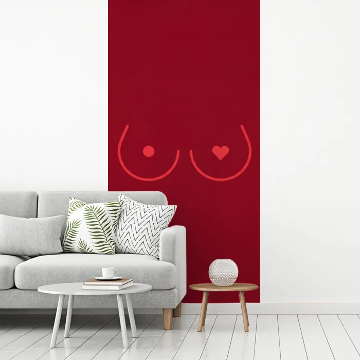 Minimalistisch - Lijnillustratie - Rood fotobehang vinyl groot -woonkamer
