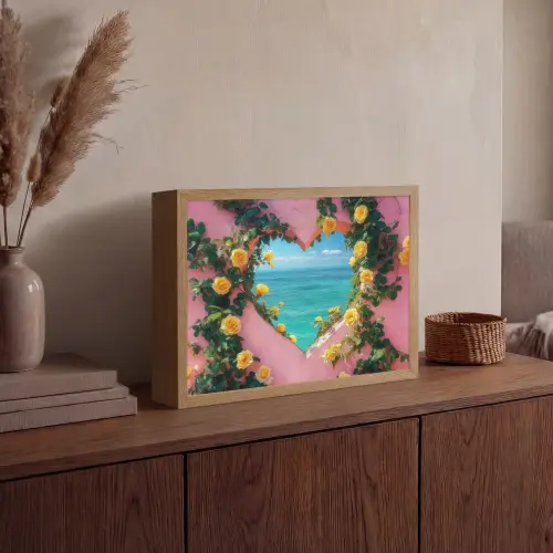 Hart - Zee - Muur Light Box met batterij (Wandlamp) middel -sfeer2