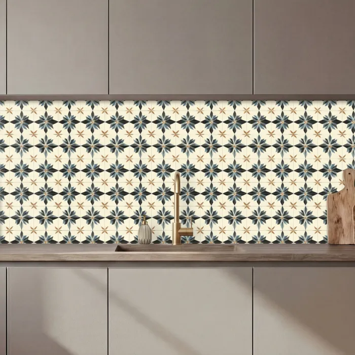 Sierlijk - Ornament - Blauw keuken achterwand 2 middel 871 zz_3dshopping