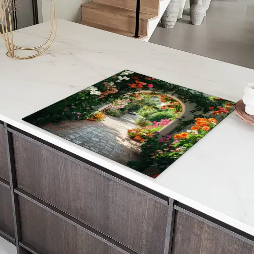 Doorkijk - Bloemen - Natuur - Bloementuin Inductie beschermer vinyl 3mm middel -sfeer8