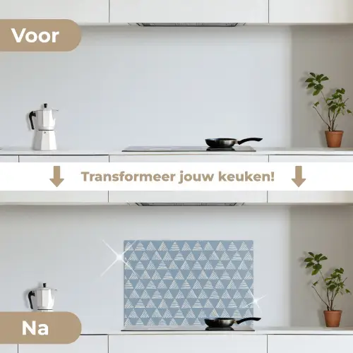 Driehoek - Blauw - Patroon - Strepen keuken achterwand spatscherm klein 900 -voor_na_NL