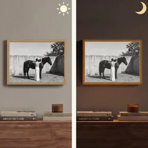 Vrouw - Paard - Artistiek Light Box met batterij (Wandlamp) middel -sfeer3