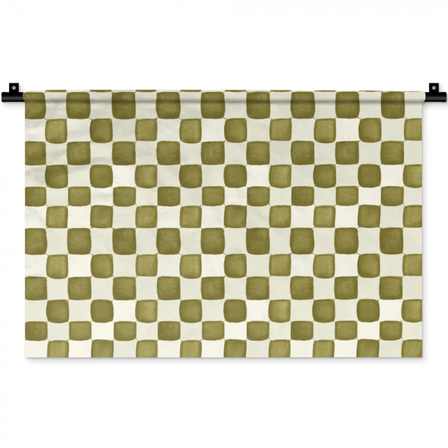 Schaak - Patroon - Groen Wandkleed katoen klein 269 -zz3d