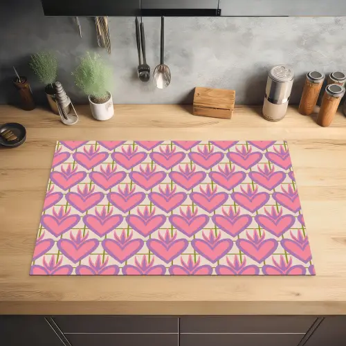 Patroon - Roze - Hartjes Inductie beschermer vinyl 3mm klein 276 -sfeer5