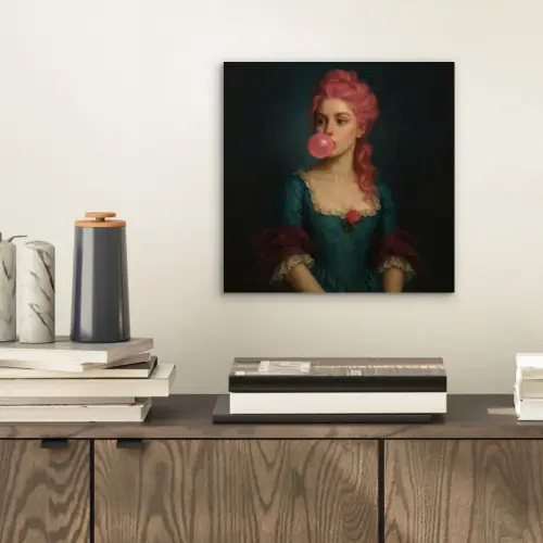 Vrouw - Portret - Kauwgombel aluminium wit klein -sfeer1