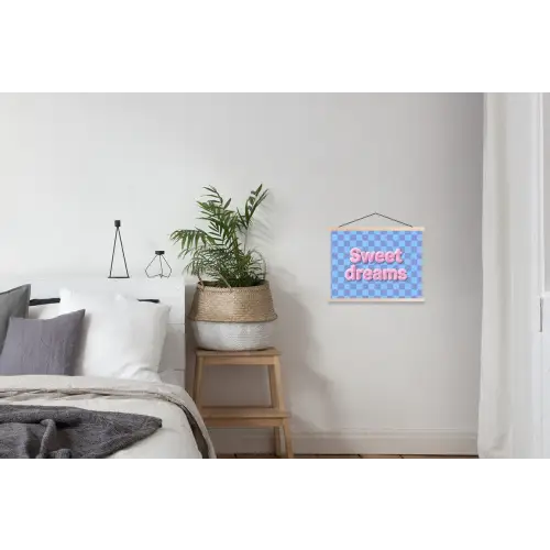 Sweet dreams - Vierkanten - Roze - Blauw textielposter latten blank klein -woonkamer