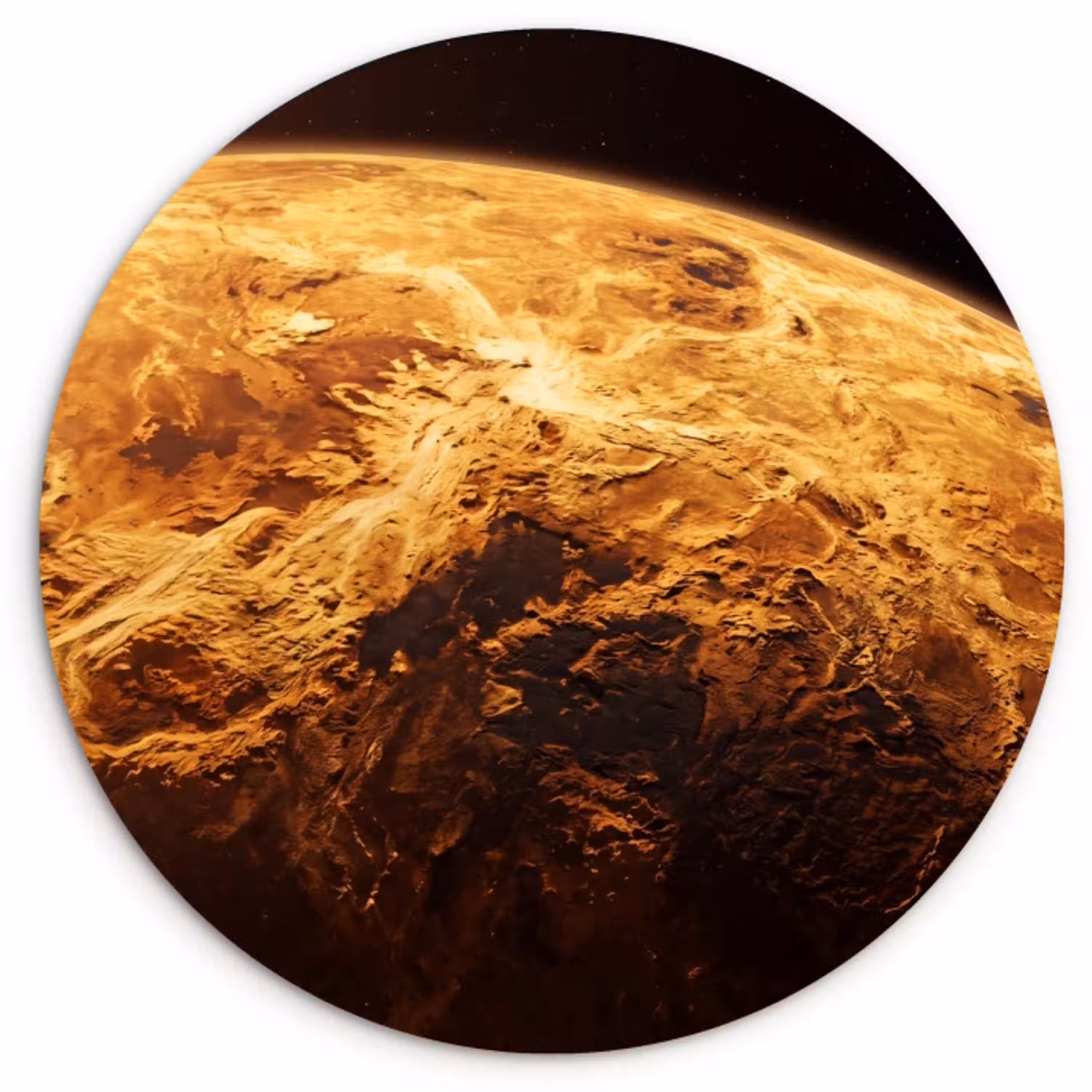 Planeet - Ruimte - Oranje Wandcirkel kunststof plaat 5mm dik klein -3d
