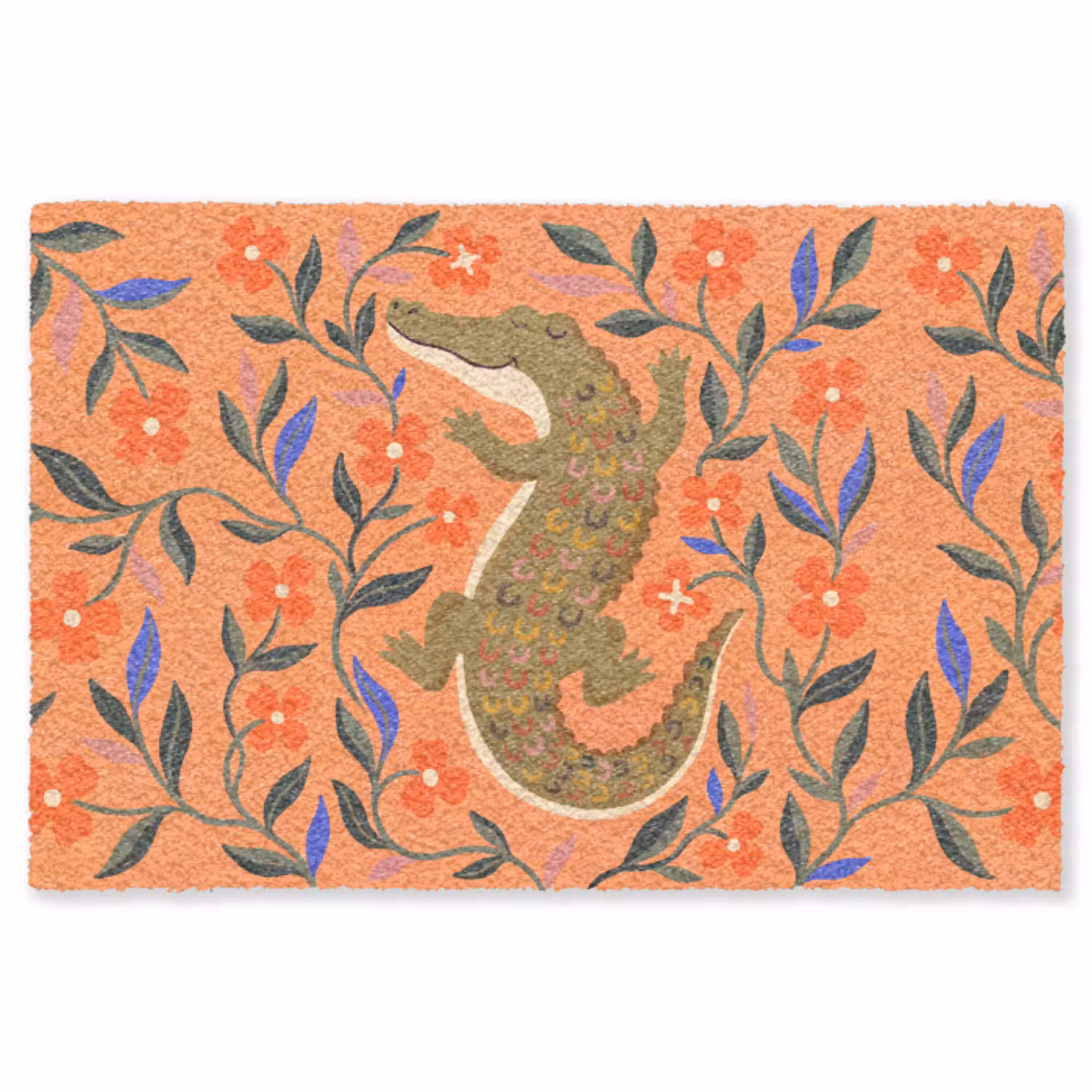 Dieren - Bloemen - Oranje - Illustratie - Natuur Vloerkleed Rechthoek klein -3d